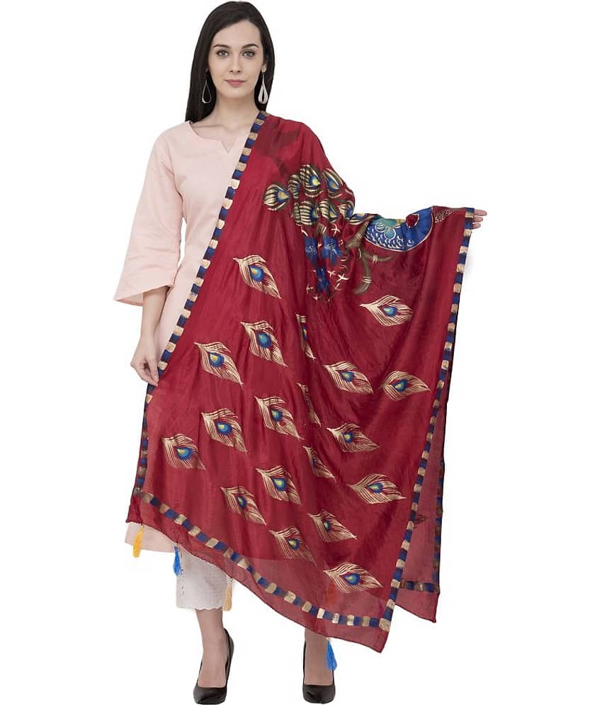 A R Silk Maroon Art Silk Animal Print Dupatta - Dupattas & Shawls | Buy online on ZillyBuy