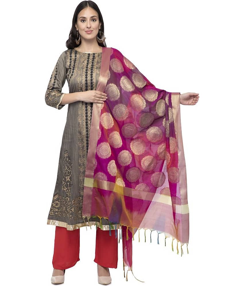 A R Silk Multicoloured Silk Zari Work Dupatta - Dupattas & Shawls | Buy online on ZillyBuy