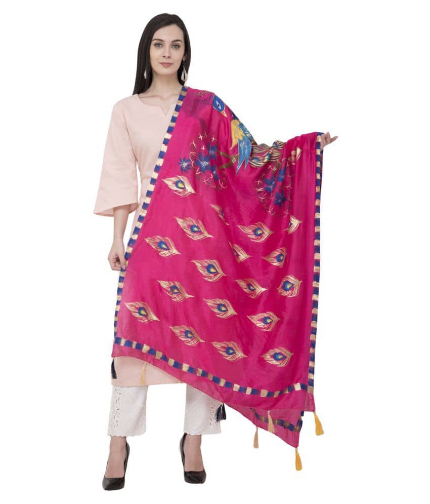 A R Silk Pink Art Silk Animal Print Dupatta - Dupattas & Shawls | Buy online on ZillyBuy