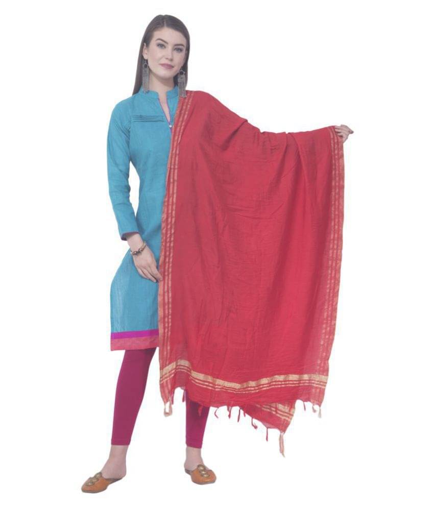 A R Silk Red Cotton Dupatta A R Silk Red Cotton Dupatta