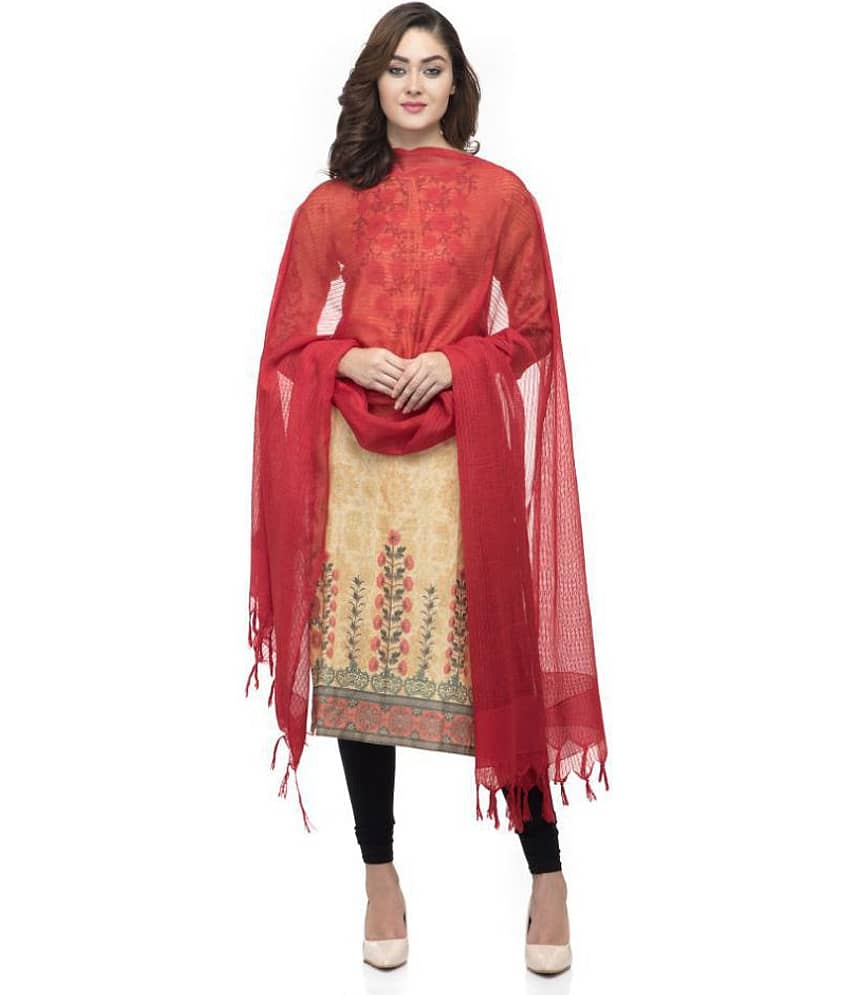 A R Silk Red Cotton Self Dupatta - Dupattas & Shawls | Buy online on ZillyBuy