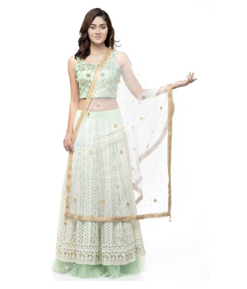     			A R Silk White Net Pearl Embellished Dupatta