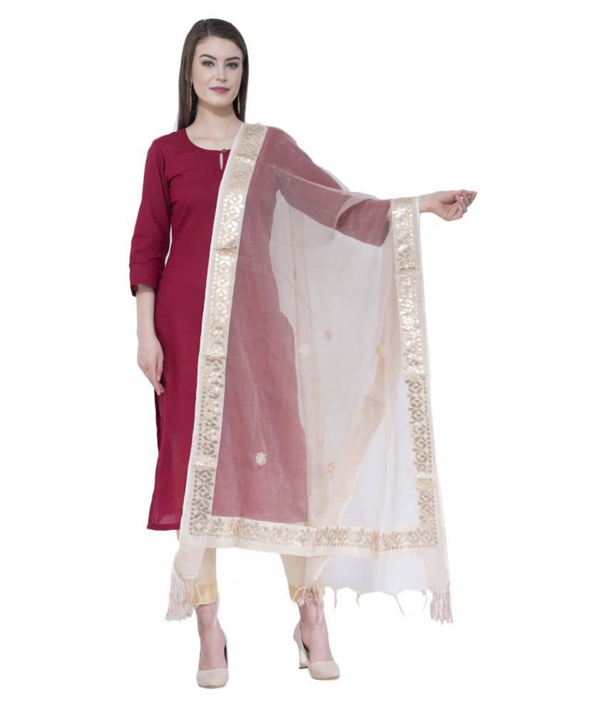 A R Silk White Organza Gota Patti Dupatta - Dupattas & Shawls | Buy online on ZillyBuy