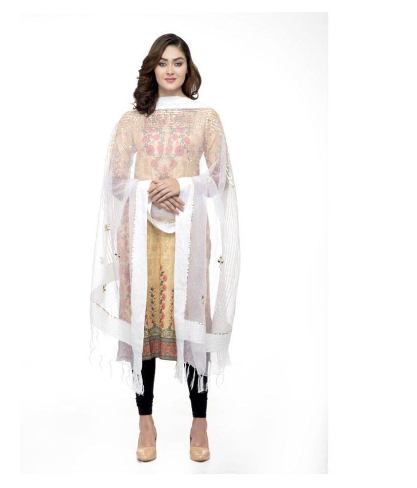 A R Silk White Organza Gota Patti Dupatta     			A R Silk White Organza Gota Patti Dupatta