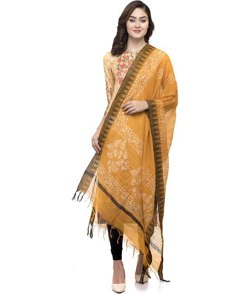 A R Silk Yellow Cotton Batik Dupatta - Dupattas & Shawls | Buy online on ZillyBuy
