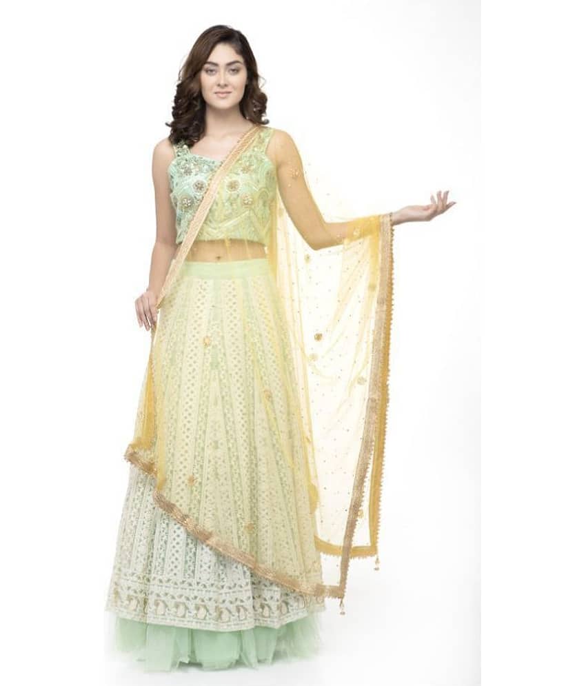 A R Silk Yellow Net Pearl Embellished Dupatta - Dupattas & Shawls | Buy online on ZillyBuy