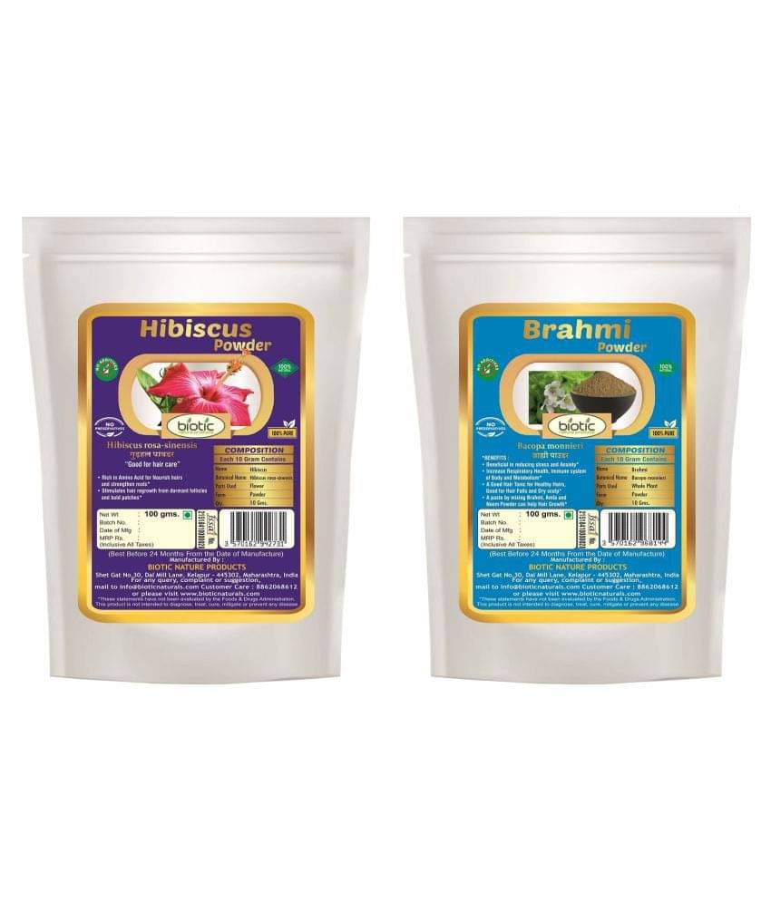 Biotic Natural Hibiscus and Brahmi Powder (100 gms Each) Hair Mask 200 g Pack of 2 Biotic Natural Hibiscus and Brahmi Powder (100 gms Each) Hair Mask 200 g Pack of 2