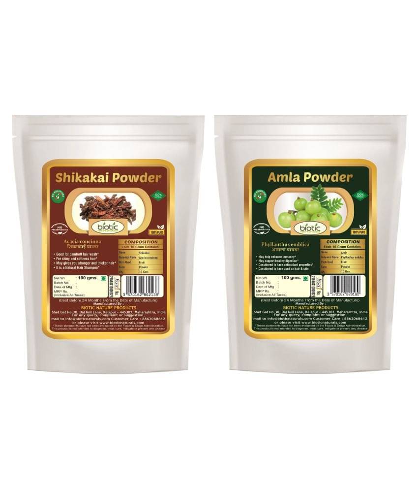Biotic Natural Shikakai and Amla Powder - 200 gms(100 gms Each) Hair Mask 200 g Pack of 2 Biotic Natural Shikakai and Amla Powder - 200 gms(100 gms Each) Hair Mask 200 g Pack of 2