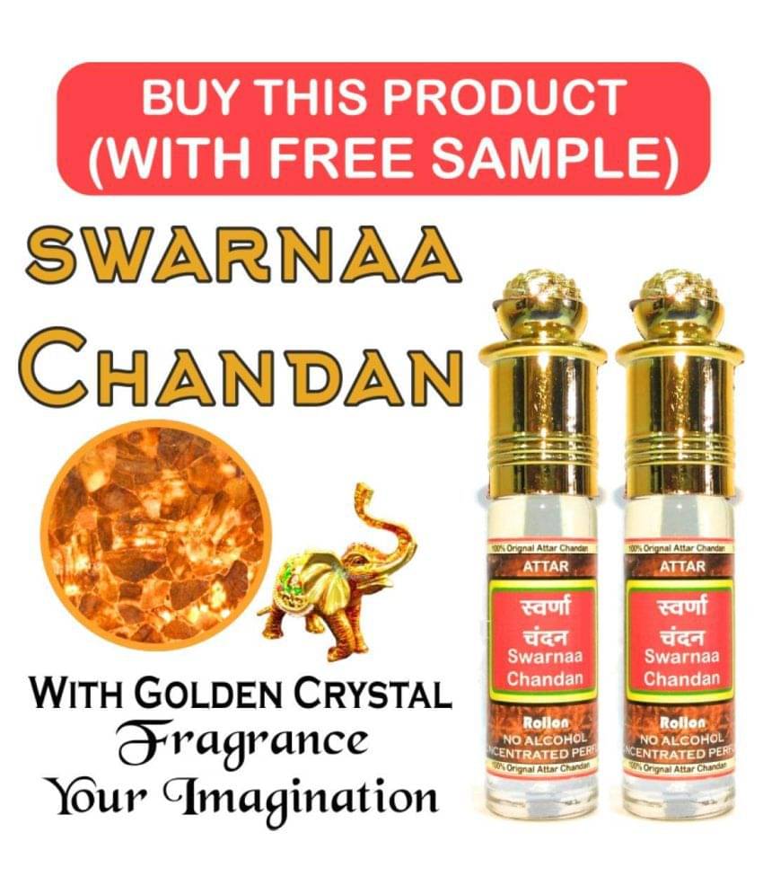     			INDRA SUGANDH BHANDAR Attar Swarnaa Chandan With Golden Crystals 6ml Rollon 2 Pc. Combo Pack