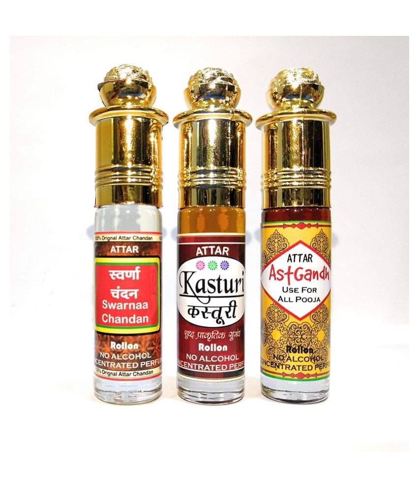 INDRA SUGANDH BHANDAR Attar Swarnaa Chandan, Kasturi, Ashtagandh 6ml Rollon 3 Pc. Combo Pack INDRA SUGANDH BHANDAR Attar Swarnaa Chandan, Kasturi, Ashtagandh 6ml Rollon 3 Pc. Combo Pack