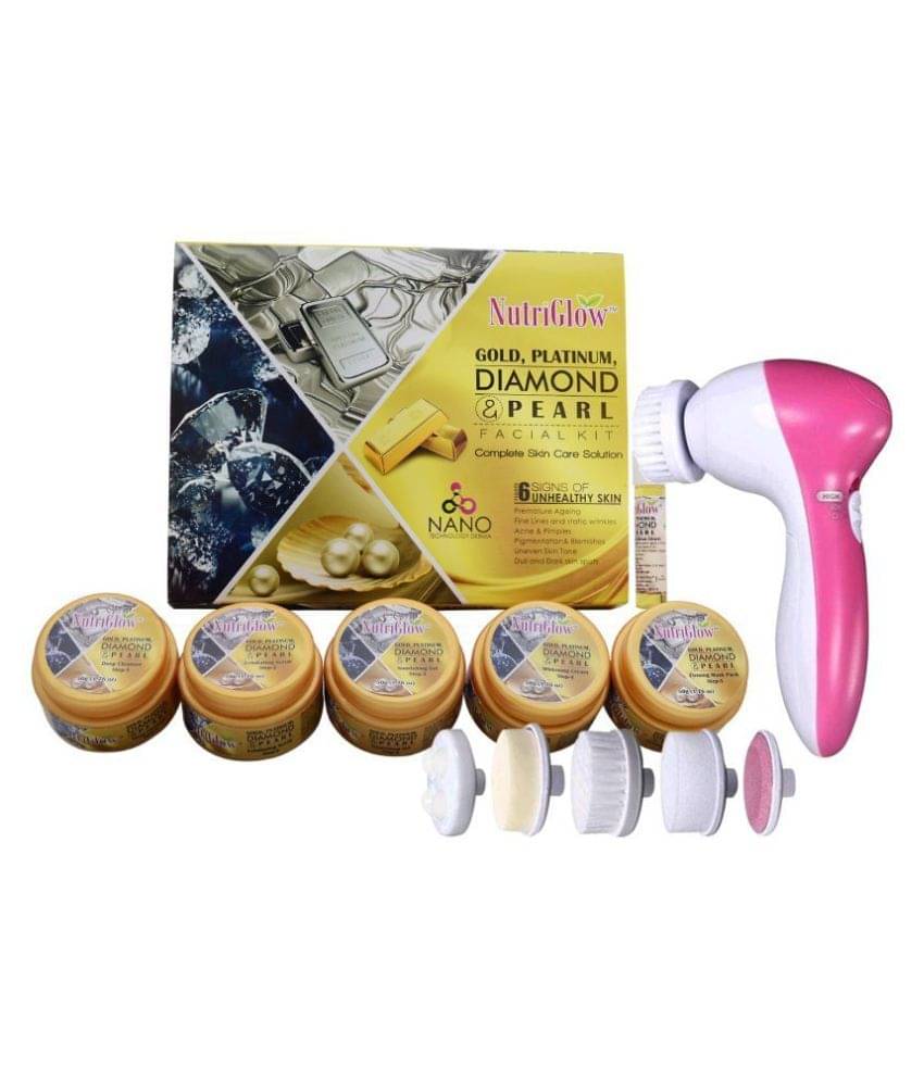     			Nutriglow Power of 4 Facial Kit (260gm) + 5 in 1 Face Massager Facial Kit g Pack of 2