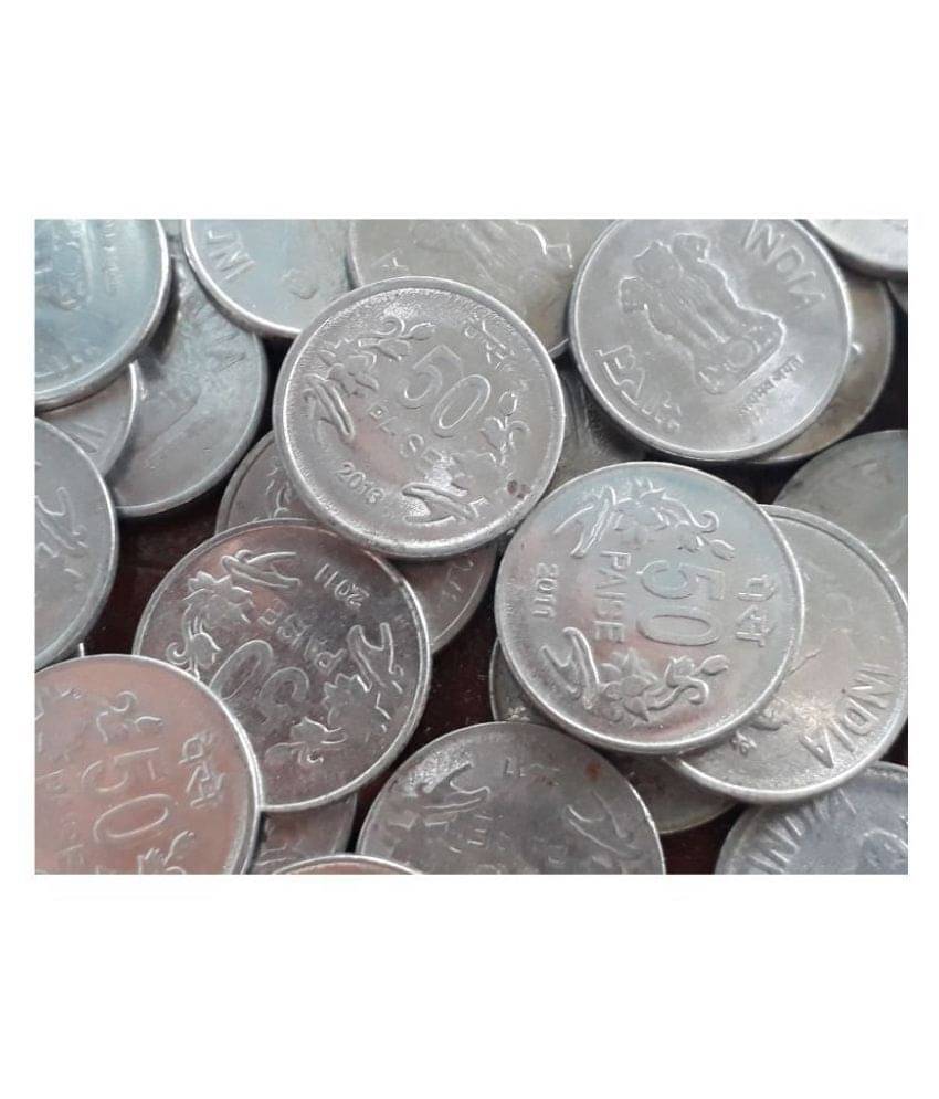 MANMAI COINS - 50 P Steel - Mixed Years - CIRCULATED Condition - India 2011 & 2013 1400 Numismatic Coins MANMAI COINS - 50 P Steel - Mixed Years - CIRCULATED Condition - India 2011 & 2013 1400 Numismatic Coins