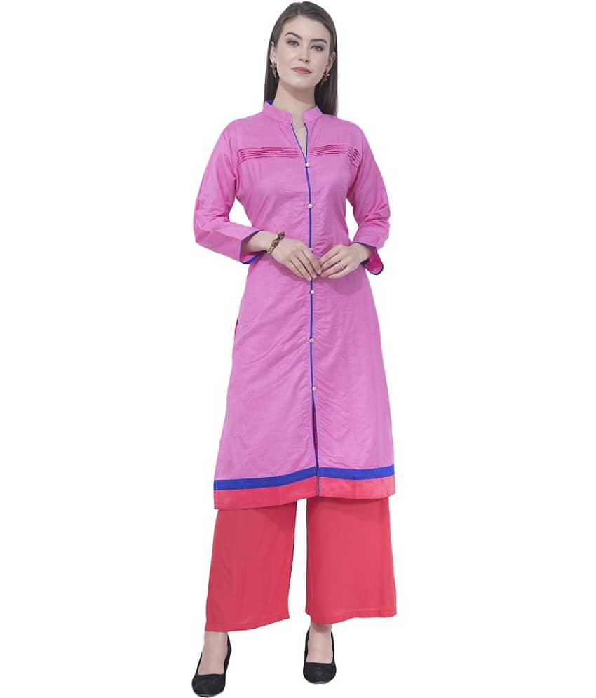 A R Silk - Pink Cotton Women's Front Slit Kurti - Kurtis, Tunics | Buy online on ZillyBuy