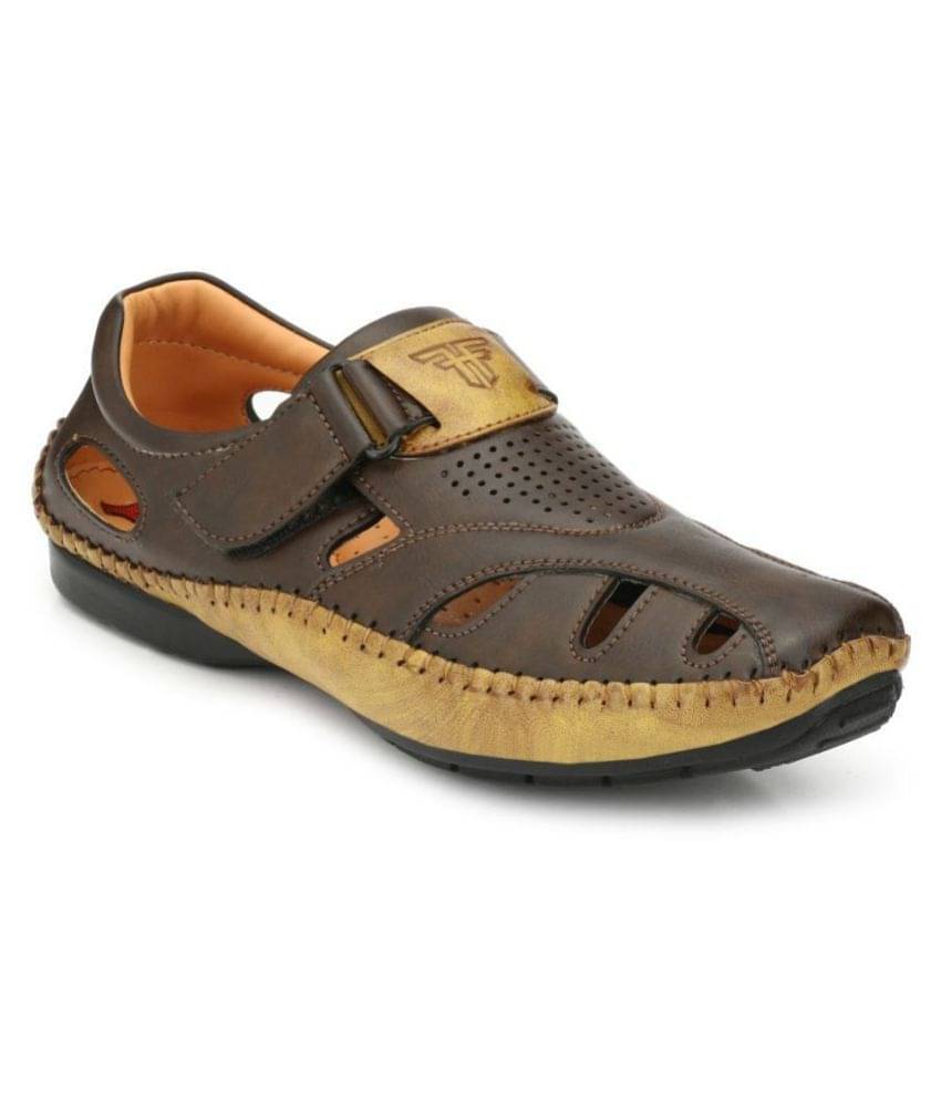     			Fashion Victim Brown Faux Leather Sandals