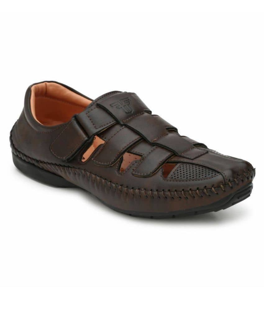 Fashion Victim Brown Synthetic Leather Sandals