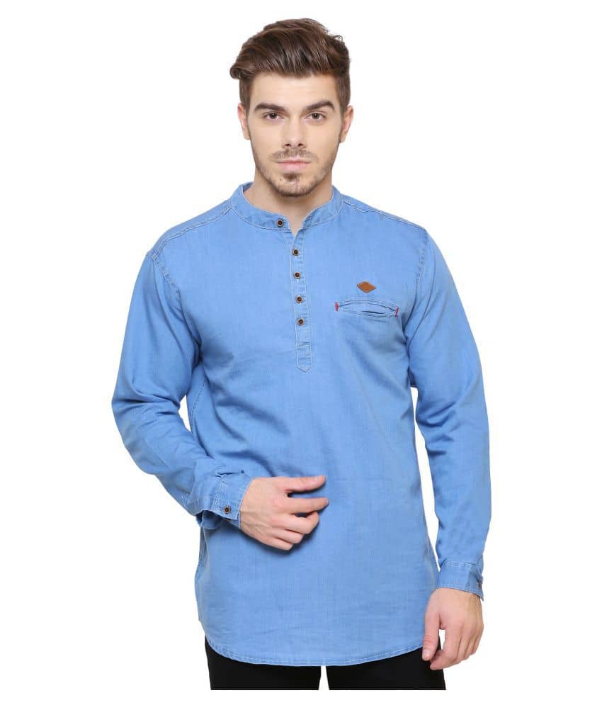 Kuons Avenue Sky Blue Cotton Blend Kurta Single - Kurtas & Kurta Sets | Buy online on ZillyBuy
