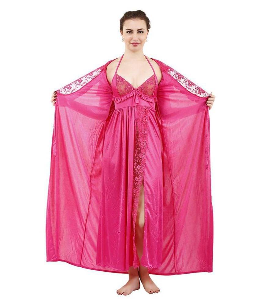     			Raj Satin Nighty & Night Gowns - Pink