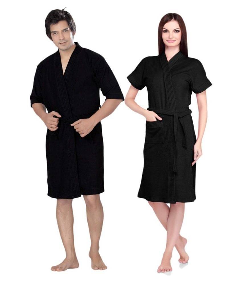     			superior Set of 2 Free Size Bathrobe Multi