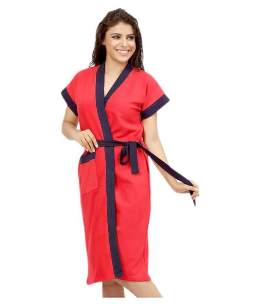     			superior Single Free Size Bathrobe Red