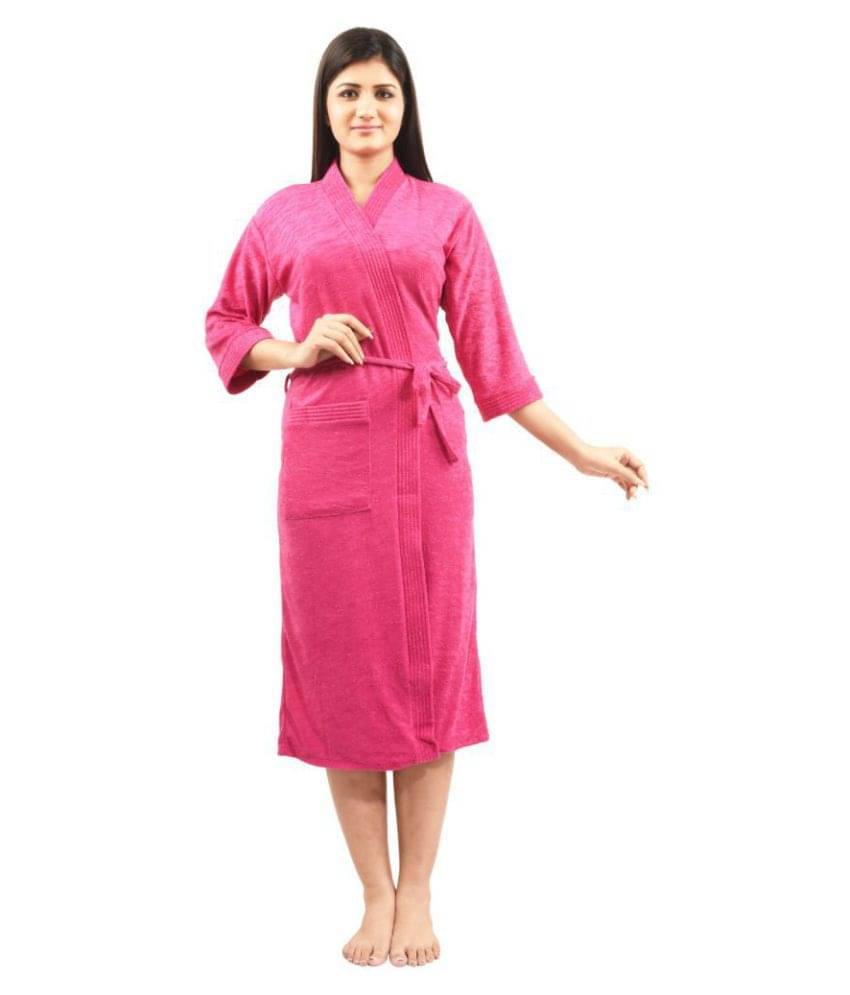     			superior Single Free Size Bathrobe Pink