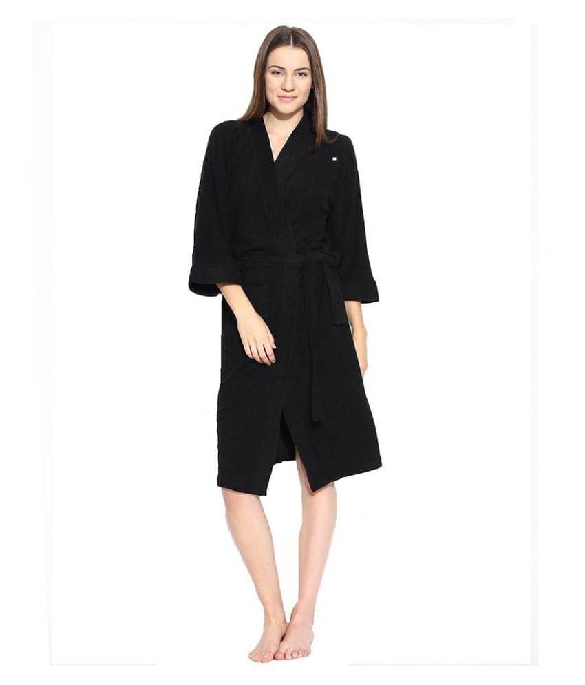     			superior Single Free Size Bathrobe Black