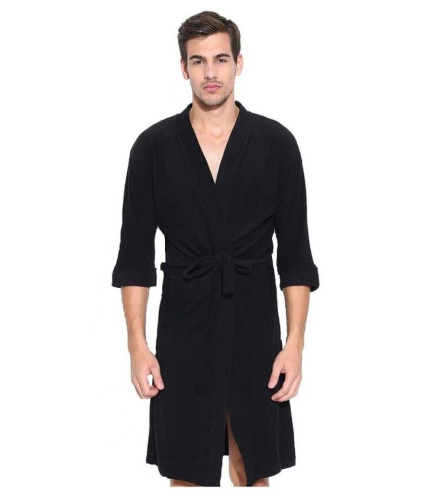     			superior Single Free Size Bathrobe Black
