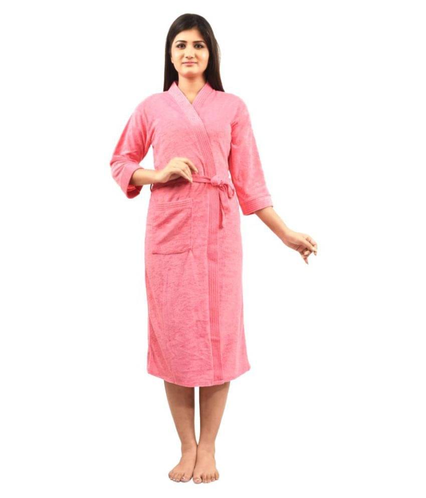     			superior Single Free Size Bathrobe Pink