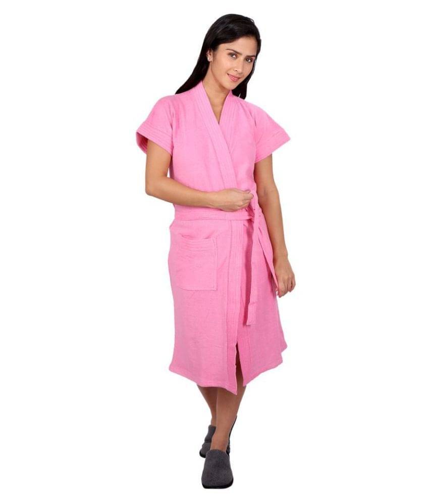     			superior Single Free Size Bathrobe Pink