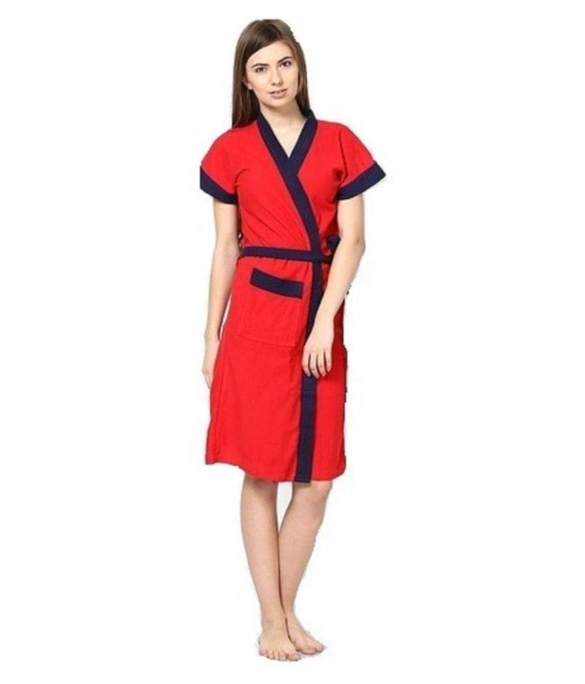     			superior Single Free Size Bathrobe Red