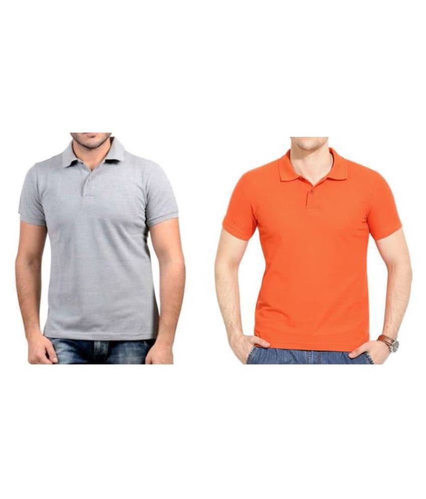 FASHION365 Pack of 2 Cotton Slim Fit Solid Half Sleeves Men's Polo T Shirt ( Multicolor )