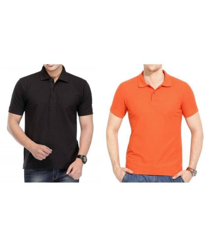 FASHION365 Pack of 2 Cotton Blend Slim Fit Solid Half Sleeves Men's Polo T Shirt ( Multicolor ) FASHION365 Pack of 2 Cotton Blend Slim Fit Solid Half Sleeves Men's Polo T Shirt ( Multicolor )