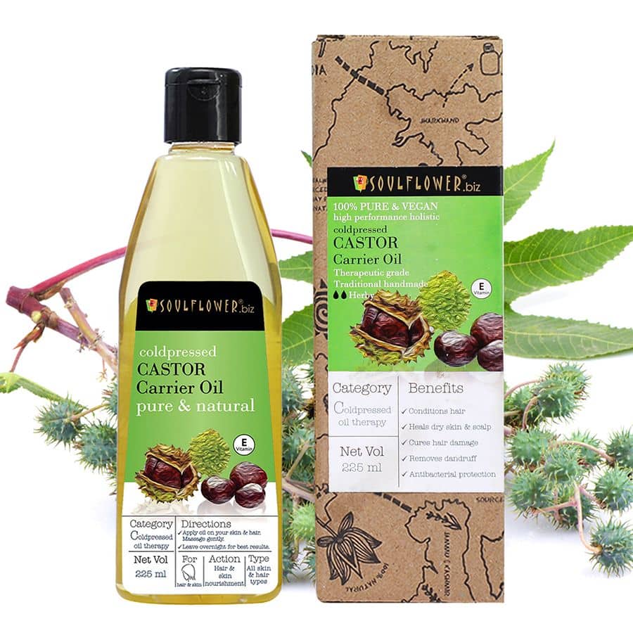 Soulflower Castor Oil, 225ml for Hair, Skin & Eyebrows, 100% Natural, Coldpressed & Hexane Free