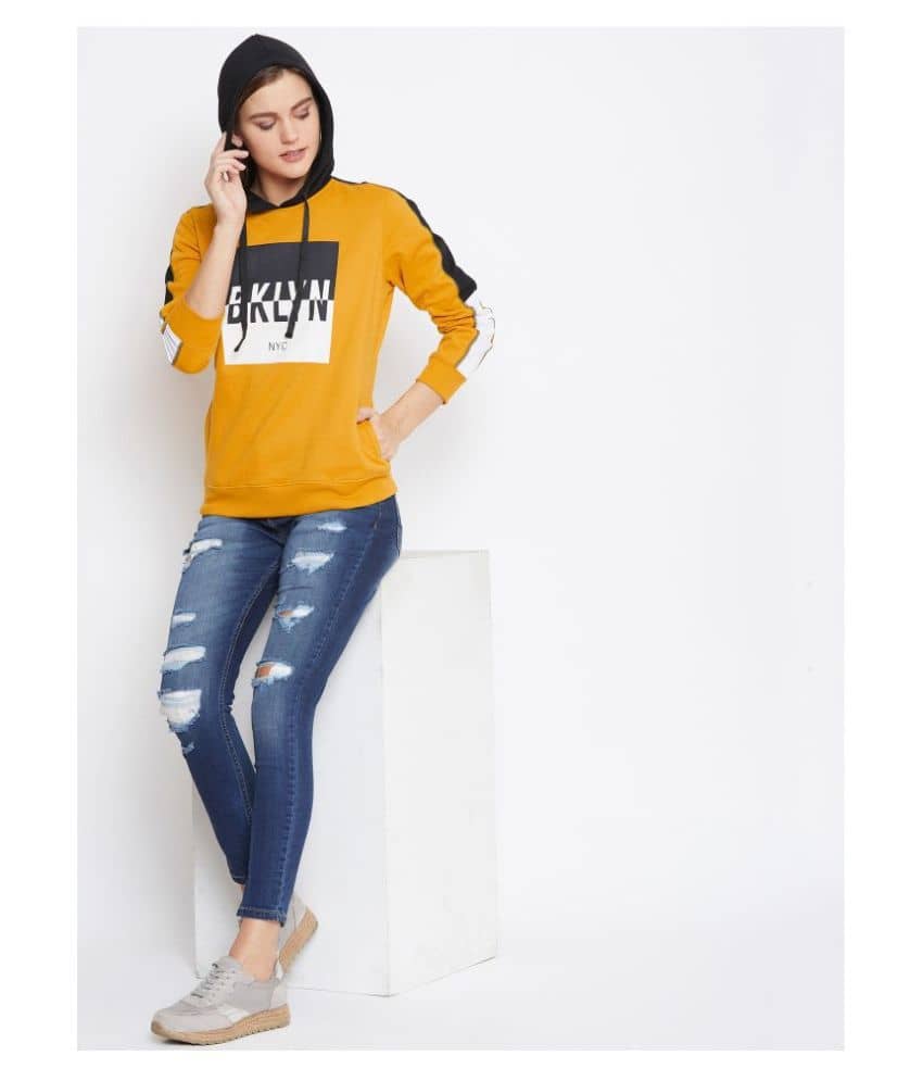AUSTIN WOOD Cotton - Fleece Yellow Hooded Sweatshirt