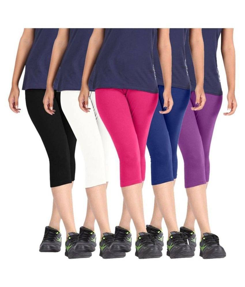     			FeelBlue Cotton Lycra Cut-Offs - Multi Color