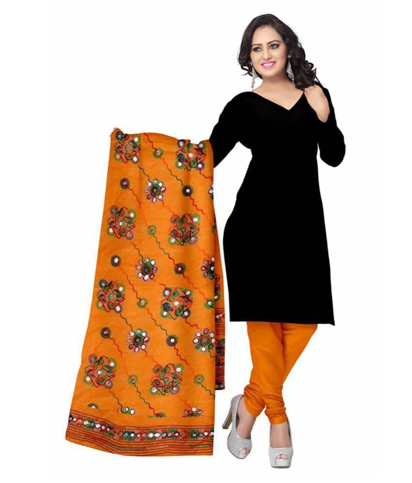 Indian Handicraft Orange Cotton Dupatta - Dupattas & Shawls | Buy online on ZillyBuy