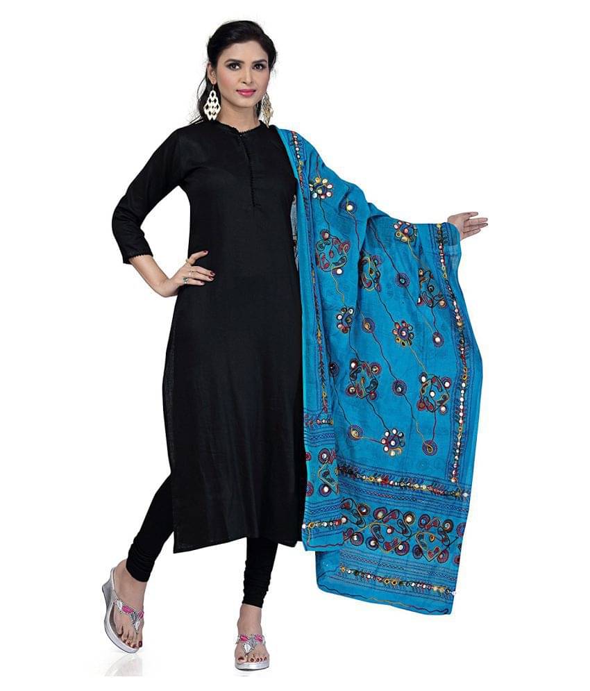 Indian Handicraft Turquoise Cotton Dupatta Indian Handicraft Turquoise Cotton Dupatta