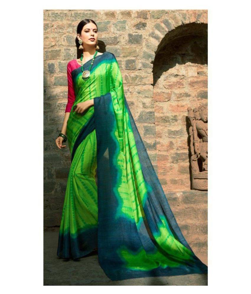 Aarrah Cotton Silk Saree With Unstitched Blouse Piece ( Green ) Aarrah Cotton Silk Saree With Unstitched Blouse Piece ( Green )
