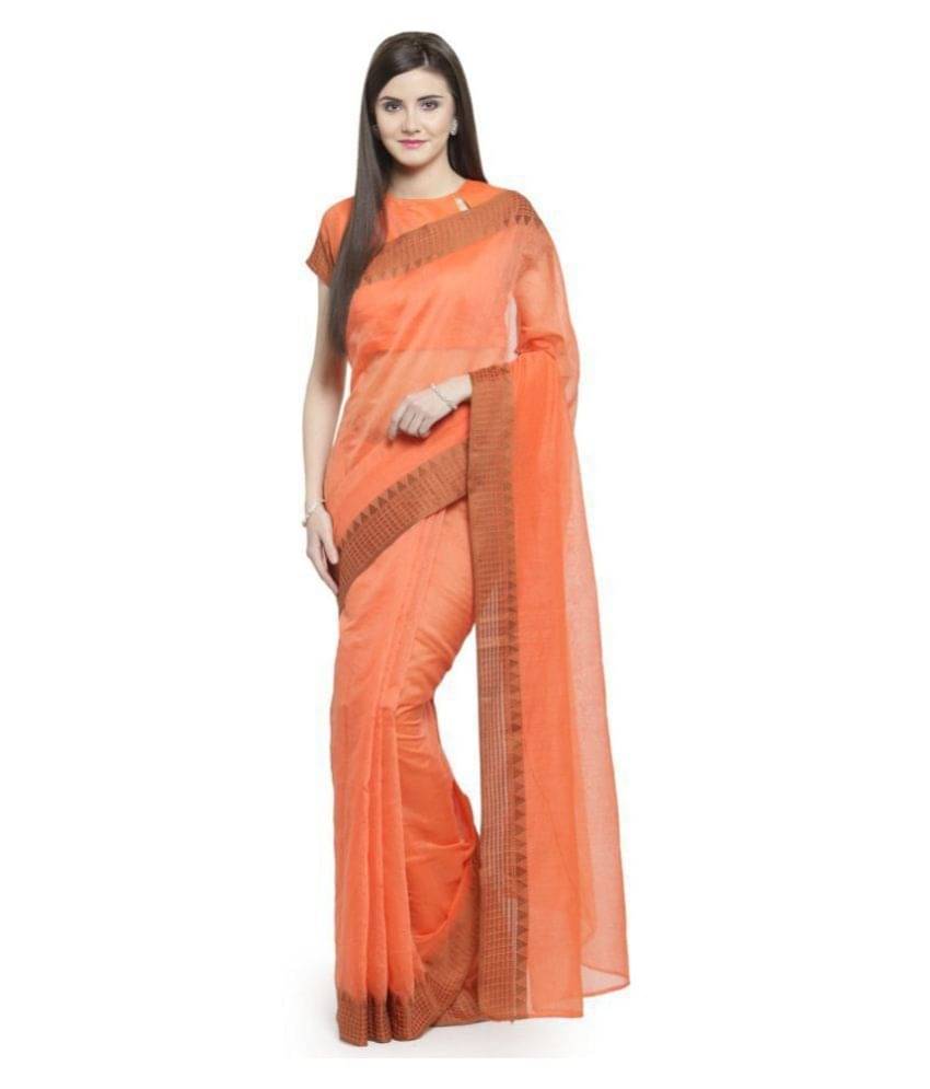     			Aarrah Linen Saree With Unstitched Blouse Piece ( Orange )