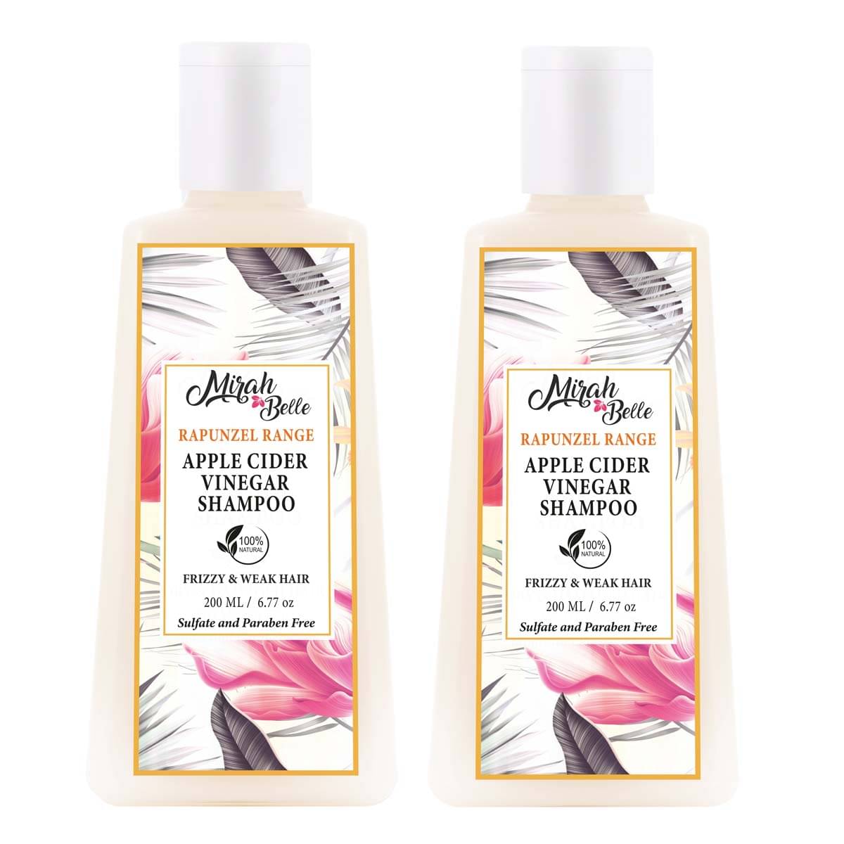 Mirah Belle Organic & Natural - Apple Cider Vinegar Softening & Repairing- Paraben Free Shampoo 200 mL Pack of 2 Mirah Belle Organic & Natural - Apple Cider Vinegar Softening & Repairing- Paraben Free Shampoo 200 mL Pack of 2