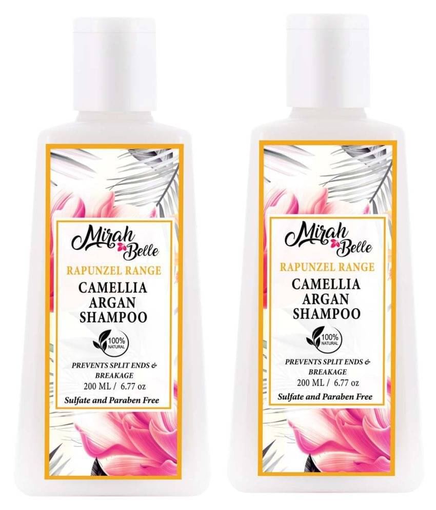 Mirah Belle Organic & Natural - Camellia Argan New Hair Growth- Sulfate, Paraben Free Shampoo 200 mL Pack of 2 Mirah Belle Organic & Natural - Camellia Argan New Hair Growth- Sulfate, Paraben Free Shampoo 200 mL Pack of 2