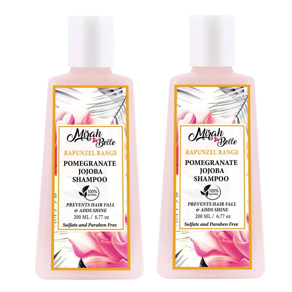 Mirah Belle Organic & Natural Pomegranate and Jojoba Hair Growth- Sulfate and Paraben Free Shampoo 200 mL Pack of 2 Mirah Belle Organic & Natural Pomegranate and Jojoba Hair Growth- Sulfate and Paraben Free Shampoo 200 mL Pack of 2