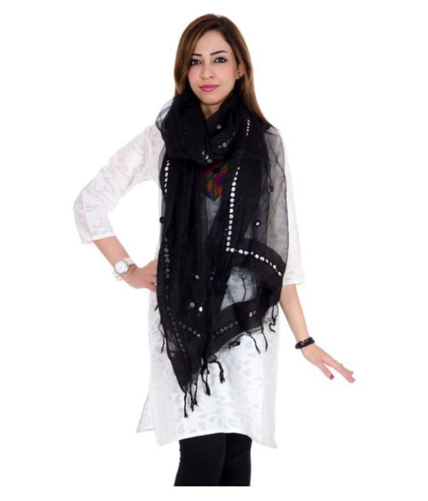     			Raj Black Art Silk Gota Patti Dupatta