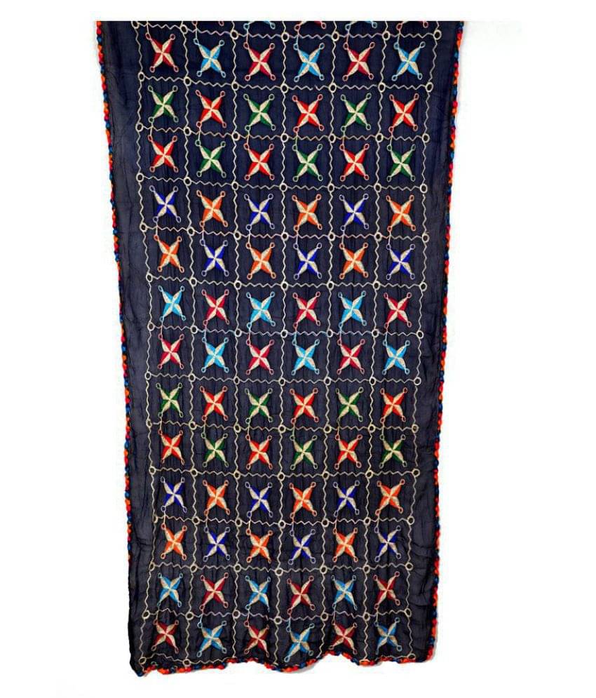     			Raj Black Chiffon Phulkari Dupatta
