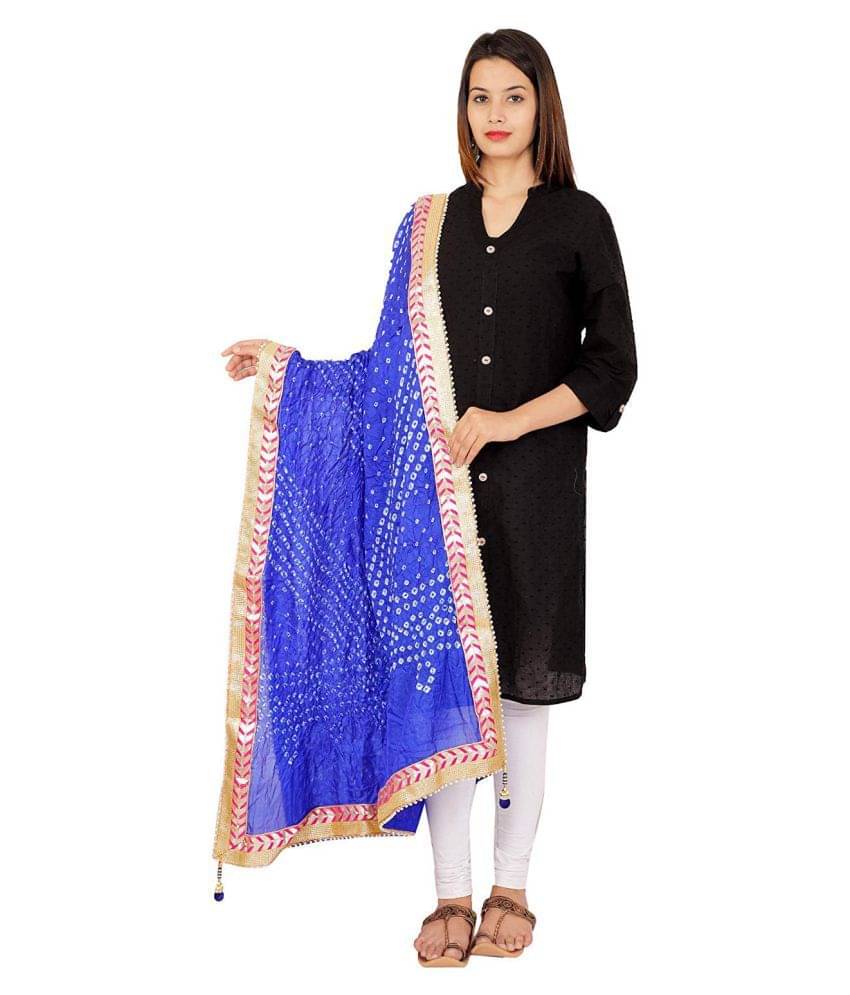 Raj Blue Art Silk Bandhej Dupatta     			Raj Blue Art Silk Bandhej Dupatta