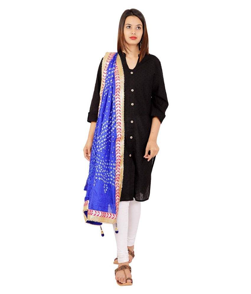 Raj Blue Art Silk Bandhej Dupatta     			Raj Blue Art Silk Bandhej Dupatta