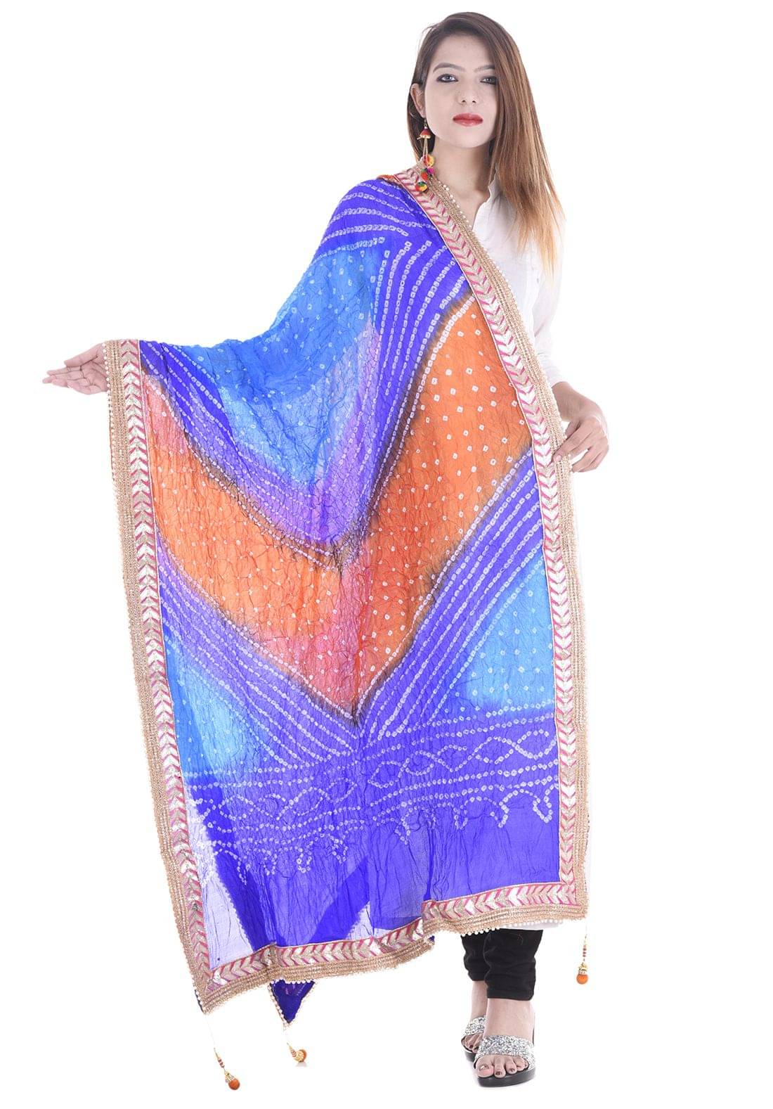     			Raj Blue Art Silk Bandhej Dupatta