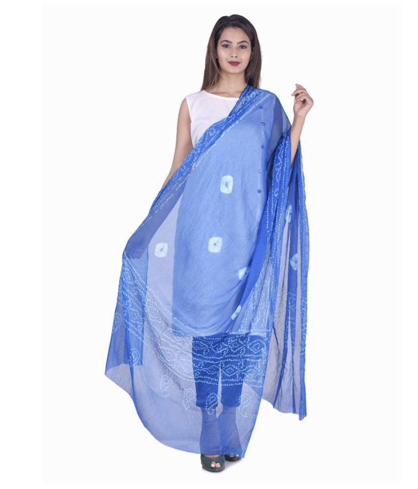 Raj Blue Chiffon Bandhej Dupatta Raj Blue Chiffon Bandhej Dupatta