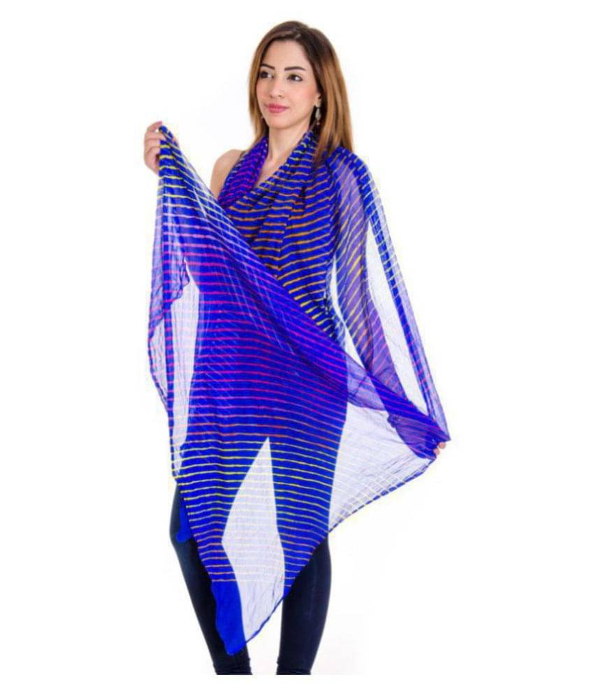 Raj Blue Chiffon Leheria Dupatta Raj Blue Chiffon Leheria Dupatta