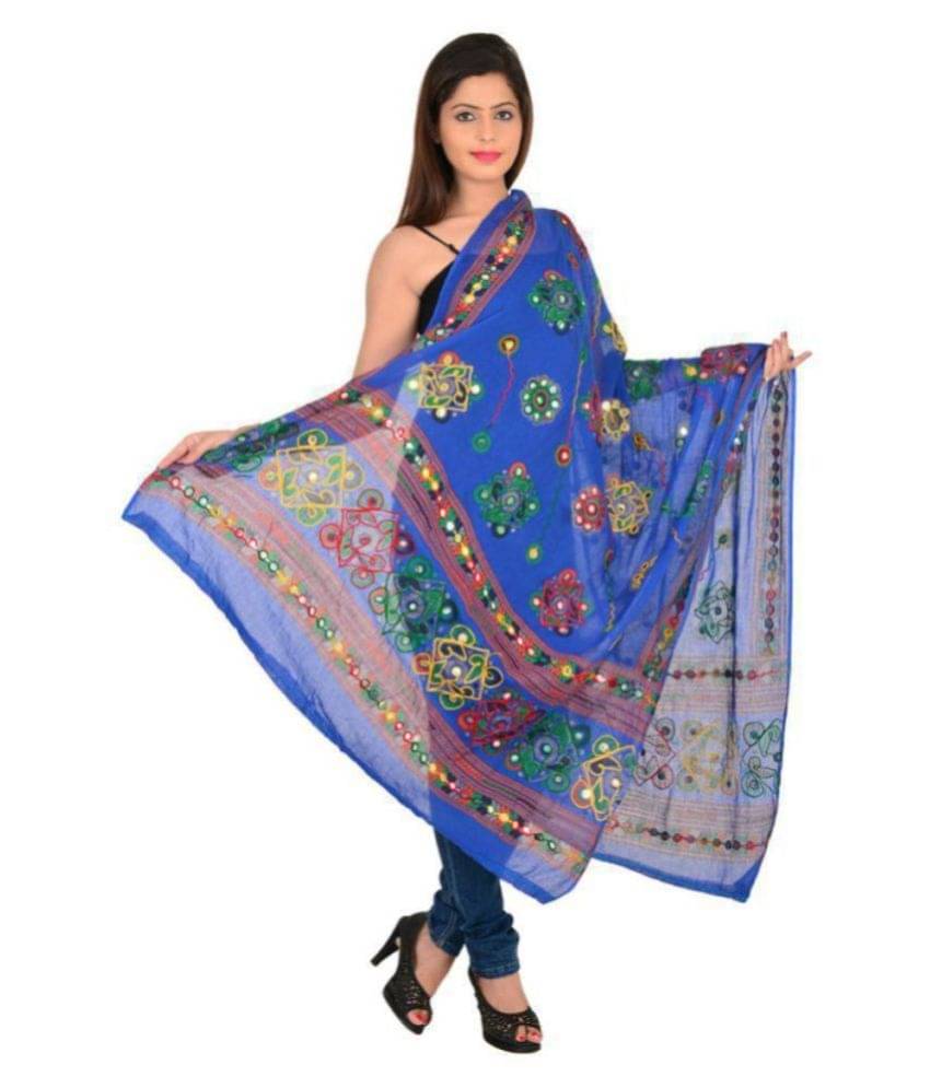 Raj Blue Cotton Bandhej Dupatta Raj Blue Cotton Bandhej Dupatta