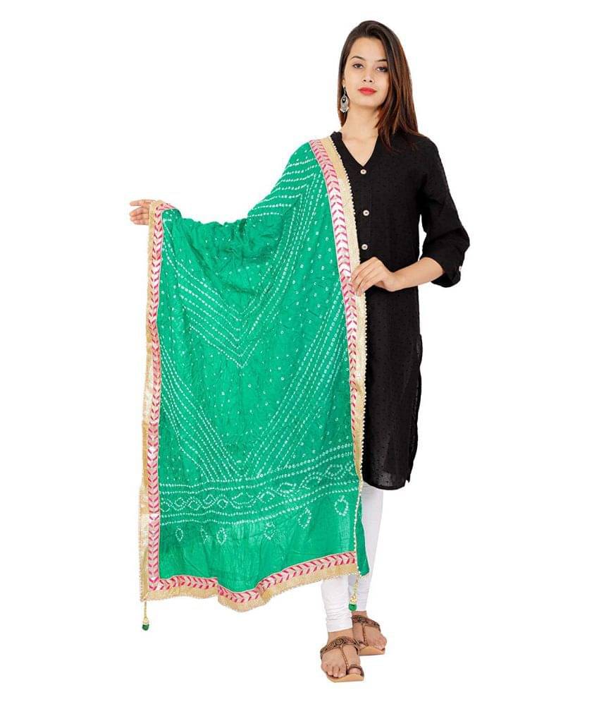     			Raj Green Art Silk Bandhej Dupatta